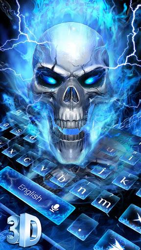 Horrible 3D Blue Flaming Skull Keyboard - Image screenshot of android app