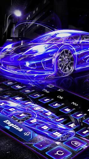Lightning Neon Blue Car Keyboard Theme - Image screenshot of android app