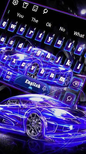 Lightning Neon Blue Car Keyboard Theme - Image screenshot of android app