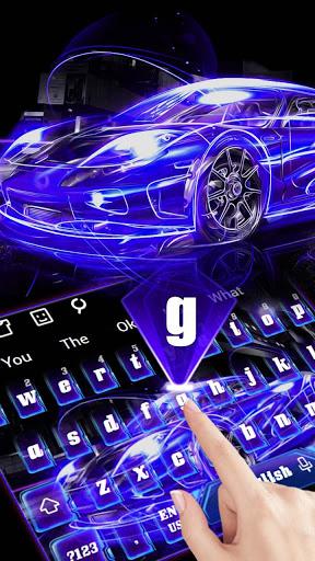 Lightning Neon Blue Car Keyboard Theme - Image screenshot of android app