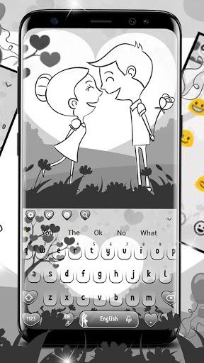 Love Couple Black And White Keyboard Theme - عکس برنامه موبایلی اندروید