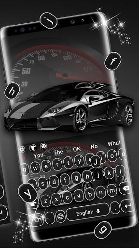 Luxury black sports car keyboard - Image screenshot of android app