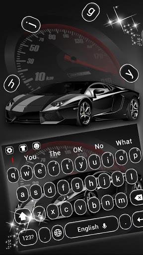 Luxury black sports car keyboard - Image screenshot of android app