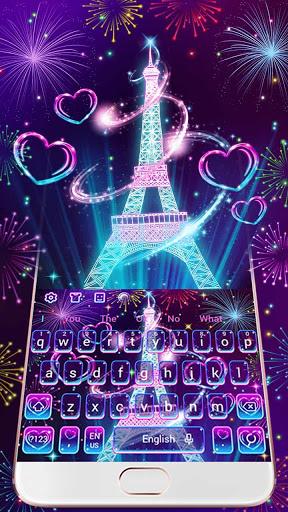 Neon Paris Eiffel Tower Keyboard - Image screenshot of android app
