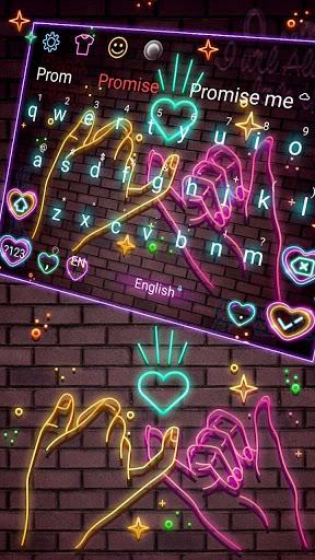 Neon Pink Promise Keyboard Theme - عکس برنامه موبایلی اندروید