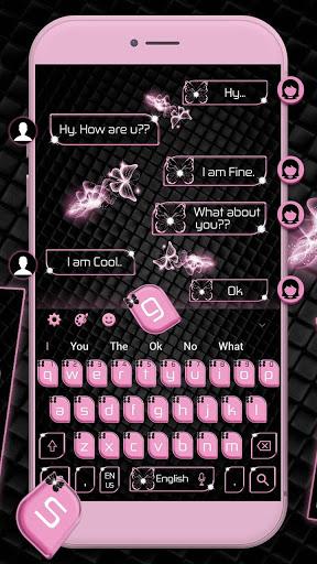 Pink Black Butterfly Keyboard Theme - Image screenshot of android app