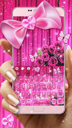 Pink Bowknot Glitter Keyboard - Image screenshot of android app
