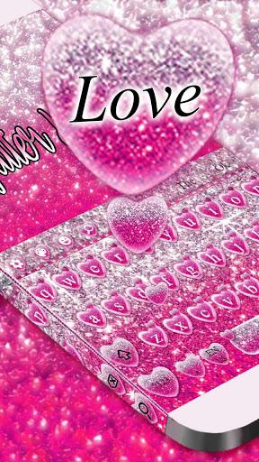 Pink Glitter Love Heart Keyboard Theme - Image screenshot of android app