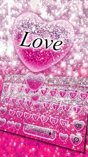 Pink Glitter Love Heart Keyboard Theme - Image screenshot of android app