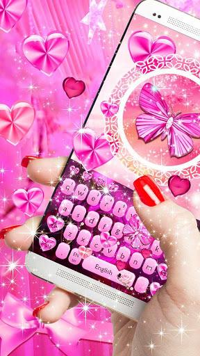 Pink Love Butterfly Keyboard - عکس برنامه موبایلی اندروید
