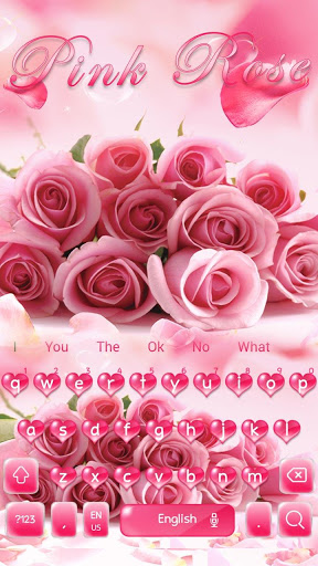 pink rose flower keyboard theme