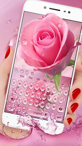 Pink Rose Water Drop Keyboard - عکس برنامه موبایلی اندروید