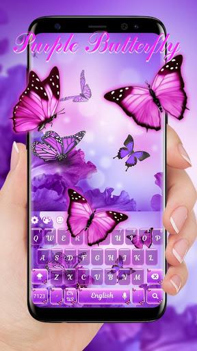 Purple Pink Butterfly Keyboard - Image screenshot of android app