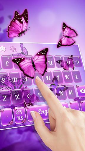 Purple Pink Butterfly Keyboard - Image screenshot of android app