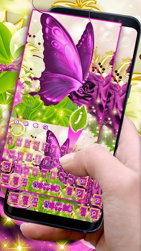 Purple Rose Butterfly Keyboard Theme - عکس برنامه موبایلی اندروید