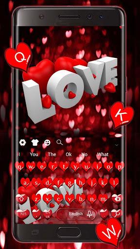 Red Glitter Love Keyboard - Image screenshot of android app