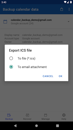 Calendar Backup - عکس برنامه موبایلی اندروید