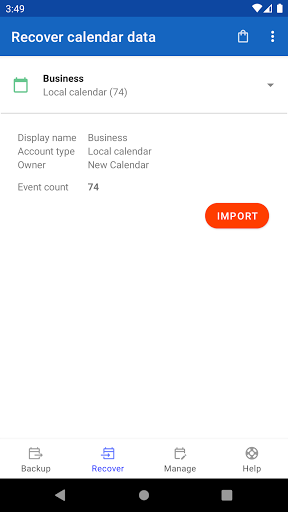 Calendar Backup - Image screenshot of android app