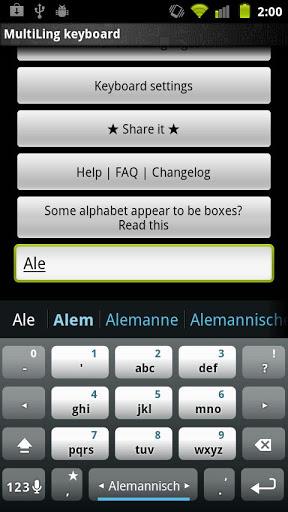 Alemannic Keyboard Plugin - عکس برنامه موبایلی اندروید