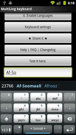 Somali Keyboard Plugin - Image screenshot of android app