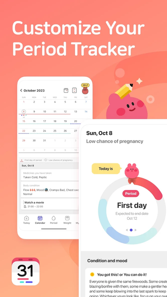 Bom Calendar - Period tracker - عکس برنامه موبایلی اندروید