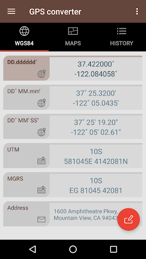 GPS coordinate converter - Image screenshot of android app
