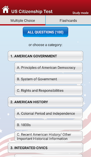 US Citizenship Test ۲۰۲۴ - عکس برنامه موبایلی اندروید