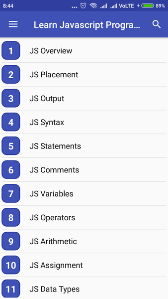 Learn Javascript Programming - عکس برنامه موبایلی اندروید