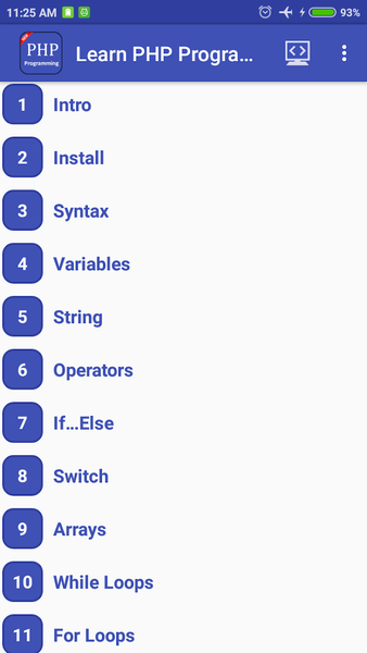 Learn PHP Programming - Image screenshot of android app
