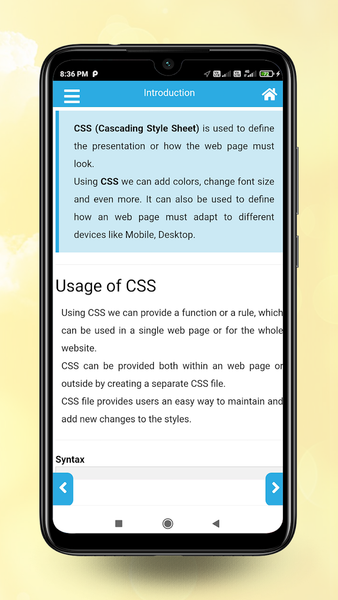 Learn CSS - Example and editor - Image screenshot of android app