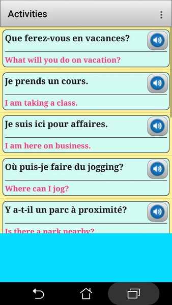 French phrasebook and phrases - Image screenshot of android app