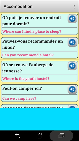 French phrasebook and phrases - Image screenshot of android app