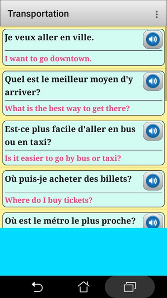 French phrasebook and phrases - Image screenshot of android app