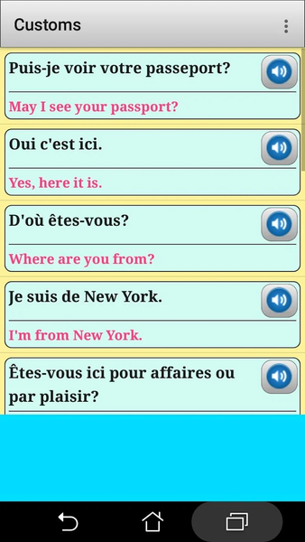 French phrasebook and phrases - Image screenshot of android app