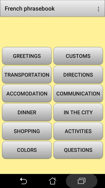 French phrasebook and phrases - Image screenshot of android app