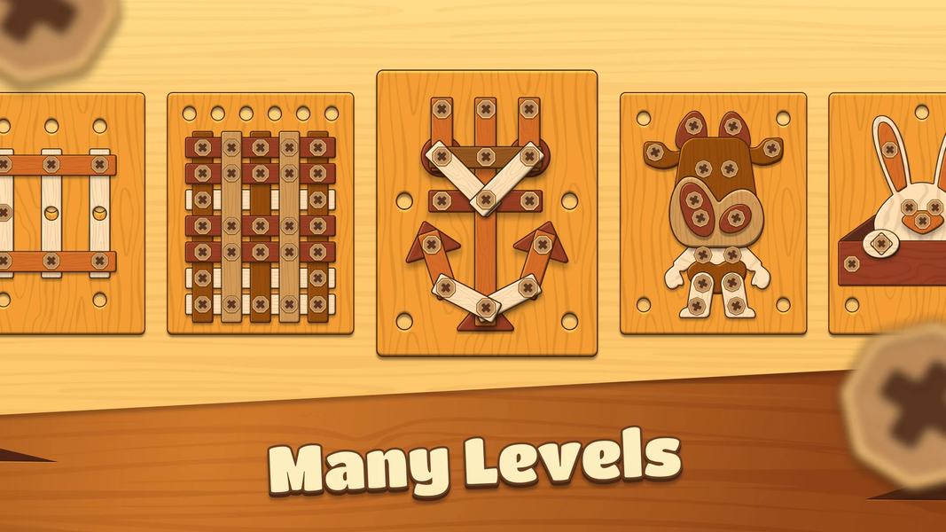 Unscrew Wood Nut & Bolt Puzzle - عکس بازی موبایلی اندروید