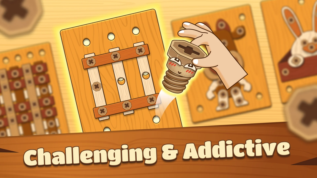 Unscrew Wood Nut & Bolt Puzzle - عکس بازی موبایلی اندروید