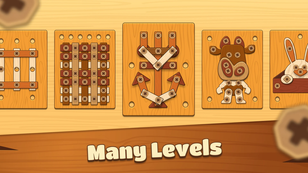 Unscrew Wood Nut & Bolt Puzzle - عکس بازی موبایلی اندروید