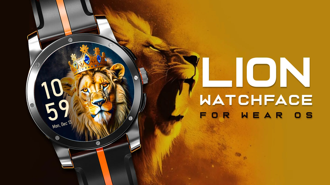 Lion Watch Face for Wear OS - Image screenshot of android app