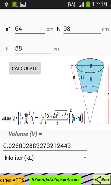 Cone Volume Calculator - عکس برنامه موبایلی اندروید