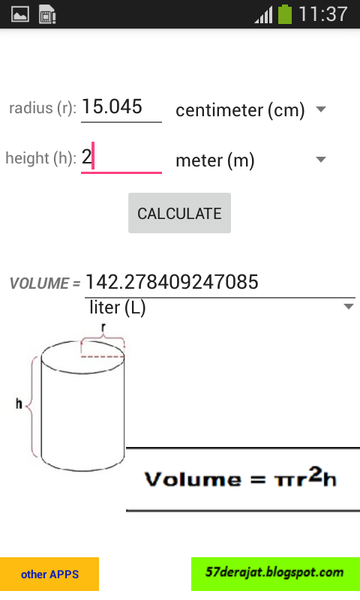 Cylinder Calculator - عکس برنامه موبایلی اندروید