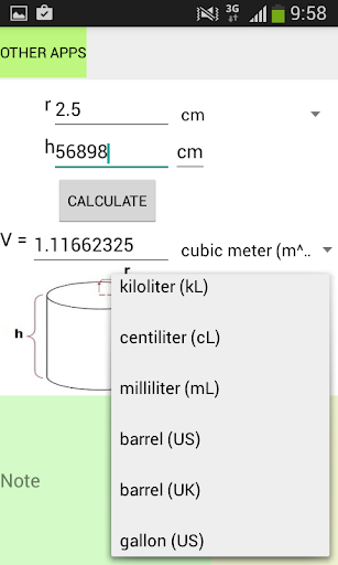 Tube Volume Calculator - Image screenshot of android app