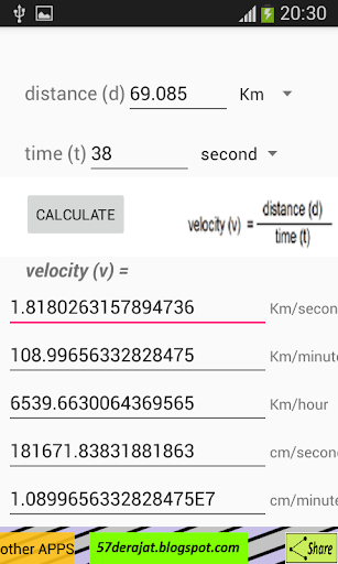 Velocity Equation - Image screenshot of android app