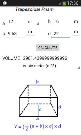 Volume Calculator - Image screenshot of android app