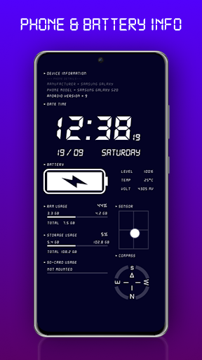 Digital Clock & Battery Charge - عکس برنامه موبایلی اندروید