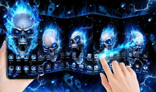 Blue Fire Skull Live Wallpaper - Image screenshot of android app