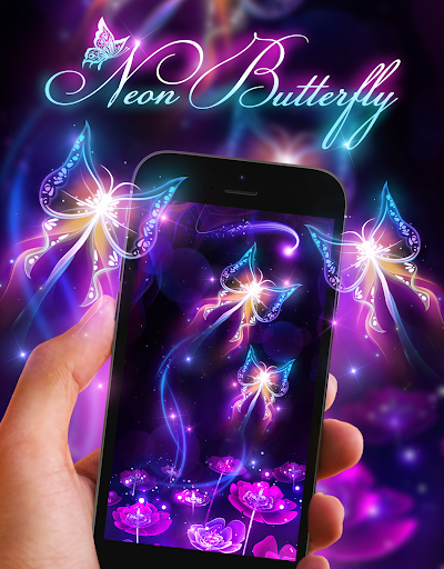 Fluorescent Butterfly Live Wallpaper - Image screenshot of android app