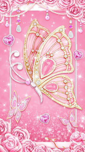 wallpaper butterfly pink 3d