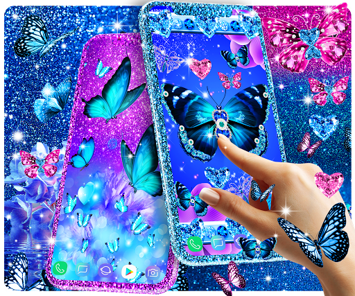 Blue glitz butterfly wallpaper - Image screenshot of android app