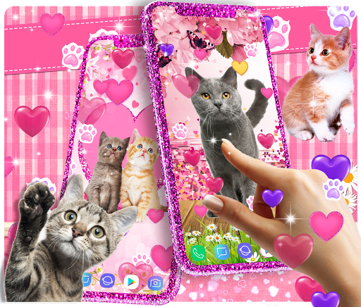 Cute pink kitty live wallpaper - عکس برنامه موبایلی اندروید
